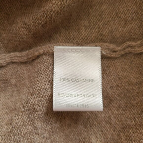 Garnet Hill 100% Cashmere Sweater Small Beige Tan Cowl Neck Textured Knit Sleeve - Picture 3 of 9